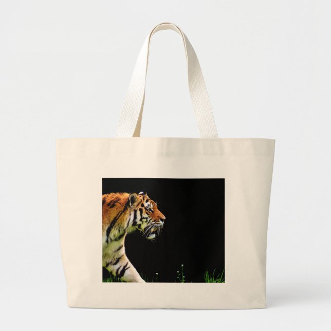 Grand Tote Bag Tigre approchant - Oeuvres d'art d'animaux sauvage (Devant)