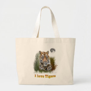 Grand Tote Bag Tigre et petits