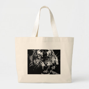 Grand Tote Bag Tigre noir et blanc