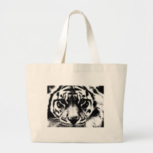 Grand Tote Bag Tigre noir et blanc