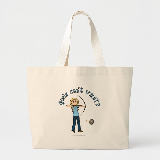 Grand Tote Bag Tir à l'arc blond en bleu (Devant)