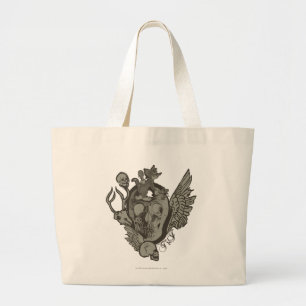 Grand Tote Bag Tom et crâne de Jerry