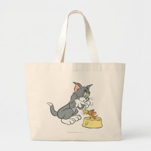Grand Tote Bag Tom et Jerry alimentent le chat