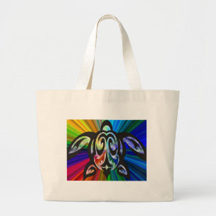 Grand Tote Bag Tortue arc-en-ciel