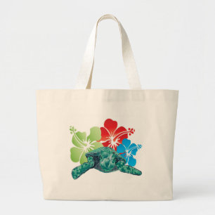 Grand Tote Bag Tortue de ketmie d'Hawaï