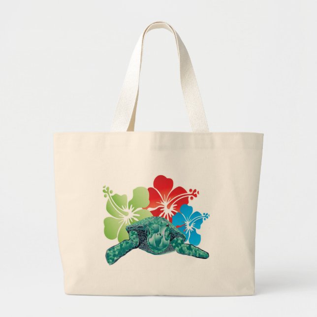 Grand Tote Bag Tortue de ketmie d'Hawaï (Devant)