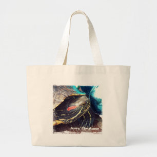 Grand Tote Bag Tortue de Noël