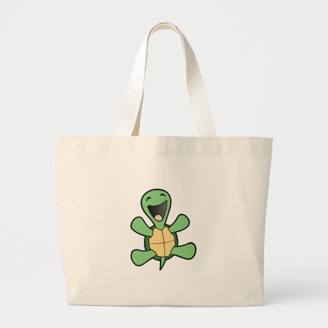 Grand Tote Bag Tortue heureuse (Devant)