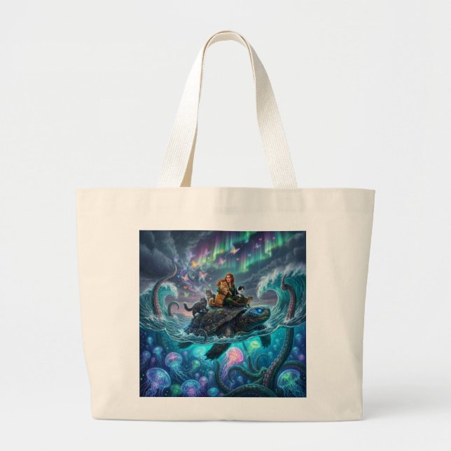 Grand Tote Bag tortue mondiale (Devant)