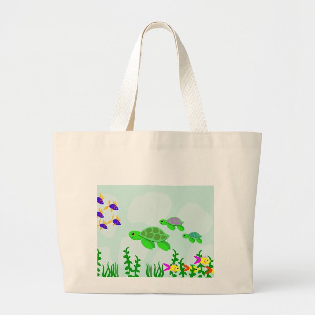 Grand Tote Bag Tortues de mer (Devant)