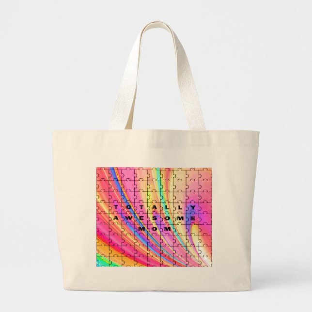 Grand Tote Bag Totally Awesome Maman rose Swirl Puzzle (Devant)