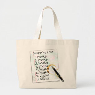 GRAND TOTE BAG TOTES DE COCKTAIL, LISTE DE COURSES DE VODKA