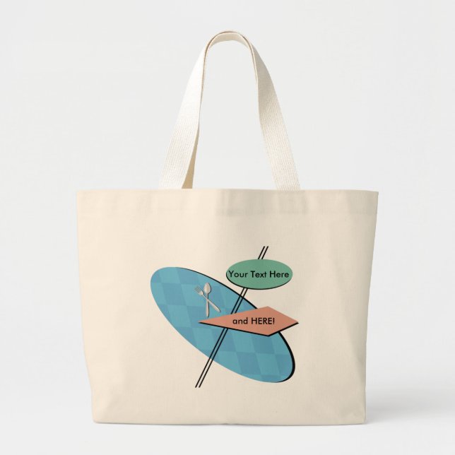Grand Tote Bag Totes personnalisées les années 50 Diner Personnal (Devant)