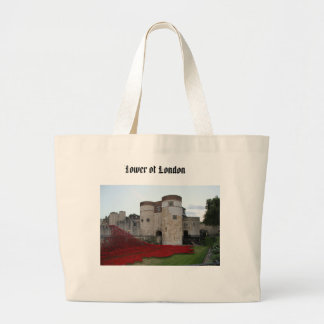 Grand Tote Bag Tour de Londres avec des pavots rouges