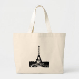 Grand Tote Bag Tour Eiffel noir et blanc