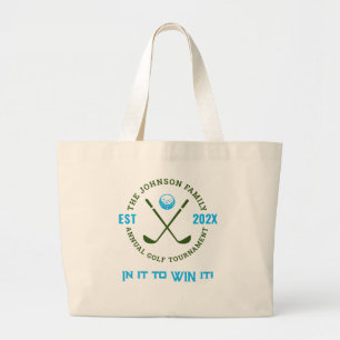 Grand Tote Bag Tournoi de golf en famille Logo personnalisé