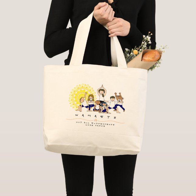 Grand Tote Bag Tous les super héros ne portent pas caps Yoga Ense (Devant (produit))