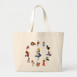 GRAND TOTE BAG TOUT AUTOUR D'ALICE AU PAYS DES MERVEILLES