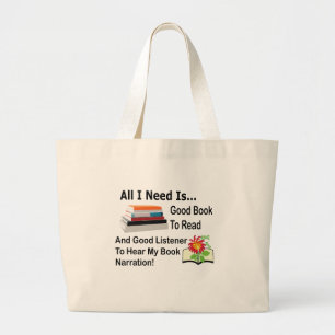 Grand Tote Bag Tout ce dont j'ai besoin est un bon livre et un bo