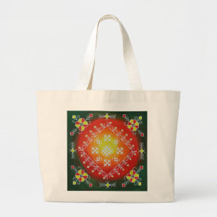 Grand Tote Bag Traditional Latvian folk art with symbols painting