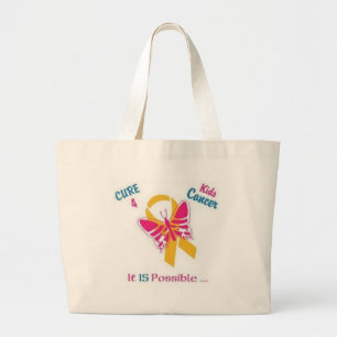 Grand Tote Bag Traitez pour le Cancer d'enfants, or d'usage pour