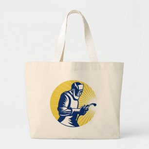 Grand Tote Bag travailleur de soudure de soudeuse rétro
