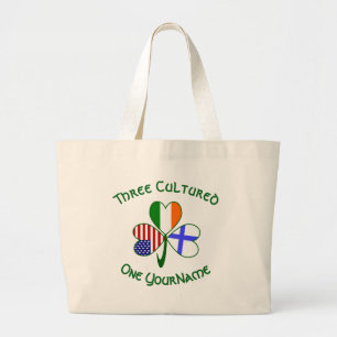 Grand Tote Bag Trèfle personnalisé américano-irlandais finlandais