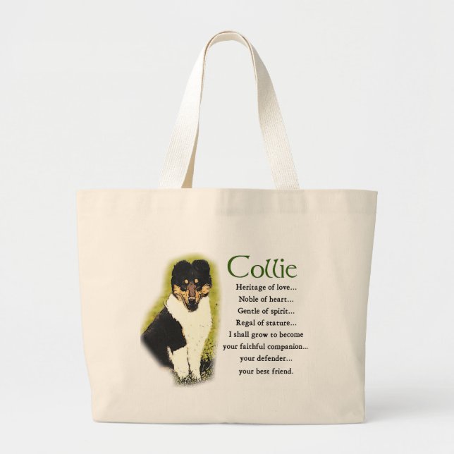 Grand Tote Bag Tri Color Rough Collie Toxits (Devant)