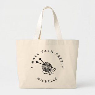Grand Tote Bag Tricot amusant Je fais du fil assez personnalisé