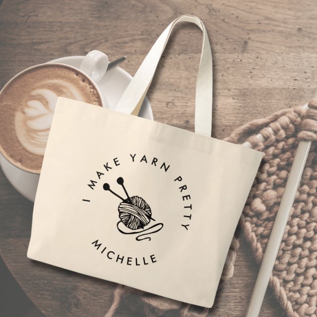 Grand Tote Bag Tricot amusant Je fais du fil assez personnalisé (knitting tote bag gift for knitter )