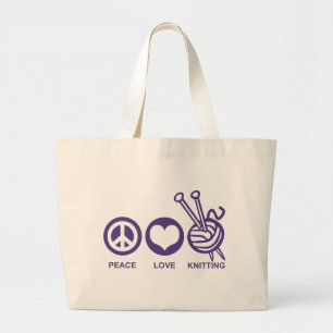 Grand Tote Bag Tricot d'amour pour la paix