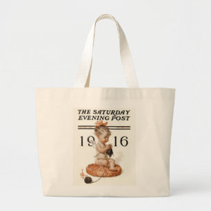 Grand Tote Bag Tricot Vintage de l'Ange des bébés