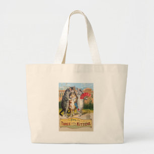 Grand Tote Bag Trois Petits Chatons Illustration de Mère l'Oie
