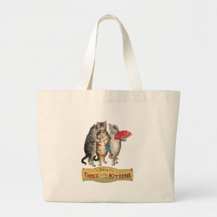 Grand Tote Bag Trois Petits Chatons Illustration de Mère l'Oie