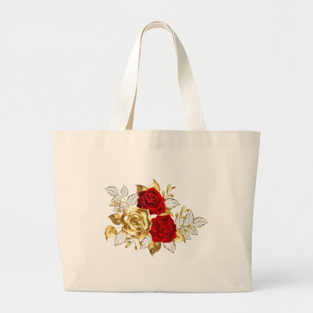Grand Tote Bag Trois Roses de bijoux (Devant)