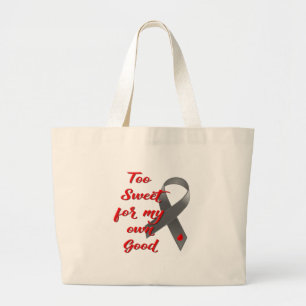 Grand Tote Bag Trop doux - cadeau de ruban de diabète