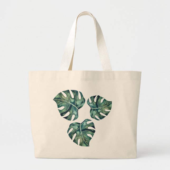 Grand Tote Bag Tropical feuille nature été moderne élégant (Devant)