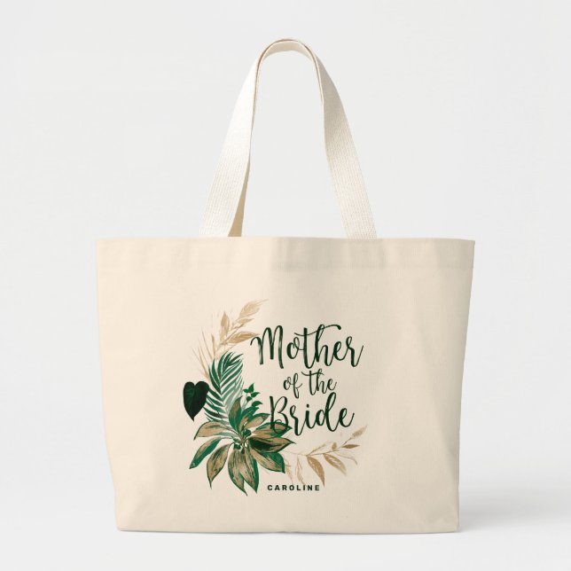 Grand Tote Bag Tropical Green Foliage Wreath Mother of the Bride (Devant)