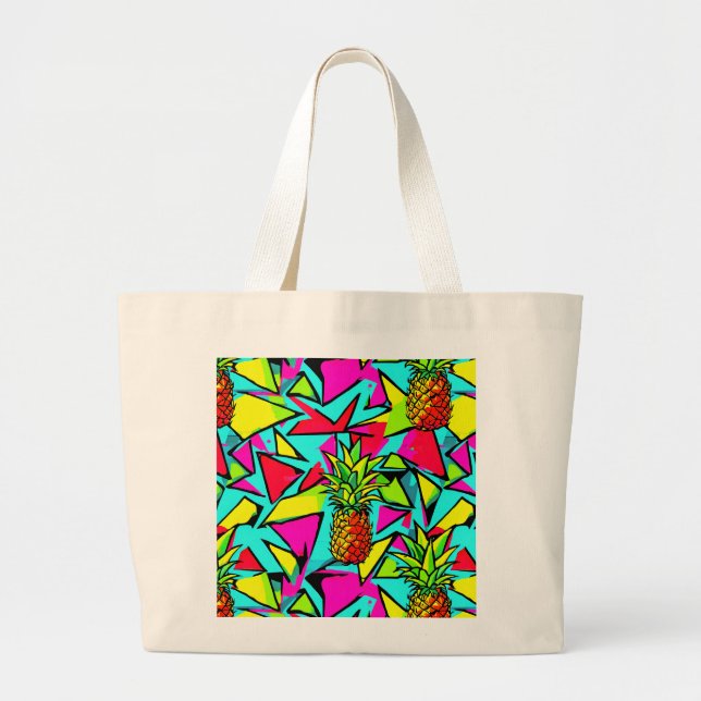 Grand Tote Bag Tropical Pop Ananas (Devant)