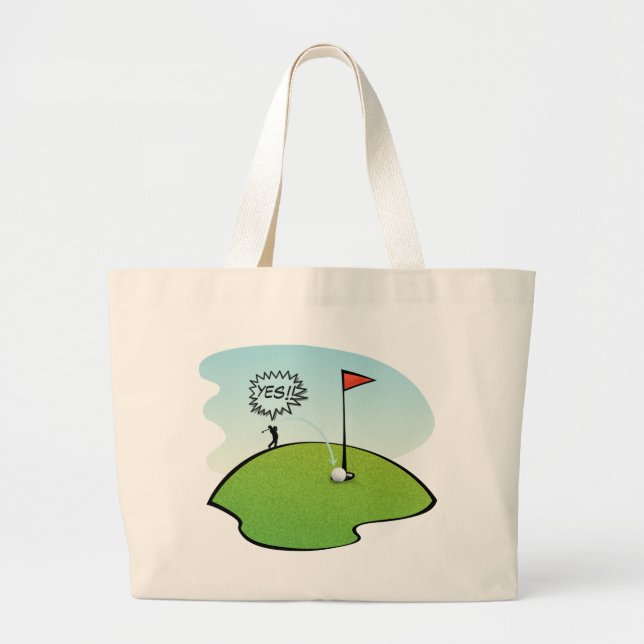 GRAND TOTE BAG TROU DRÔLE DE BOULE DE GOLF DANS UN, CADEAU DE (Devant)