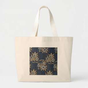 Grand Tote Bag Tulipe Saules Motif Bleu Floral de William Morris