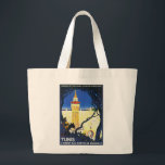 Grand Tote Bag Tunis ~ L'Orient Aux Portes de Marseille<br><div class="desc">Affiche de voyage vintage faisant la promotion d'un voyage à Tunis en Afrique du Nord par la voie ferrée Paris-Lyon-Marseille et les liaisons ferry de Roger Broders.</div>