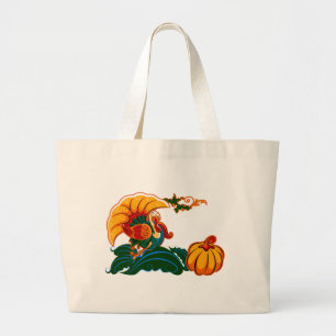 Grand Tote Bag Turquie et Citrouille Thanksgiving Gift