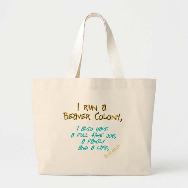 Grand Tote Bag turquoise de chef de castor (Devant)