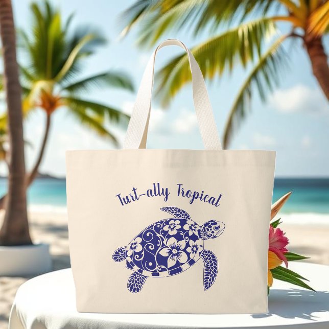 Grand Tote Bag Turtle Beach Fourre-tout-Blue (Turtle Beach Tote-Blue Large Tote Bag )