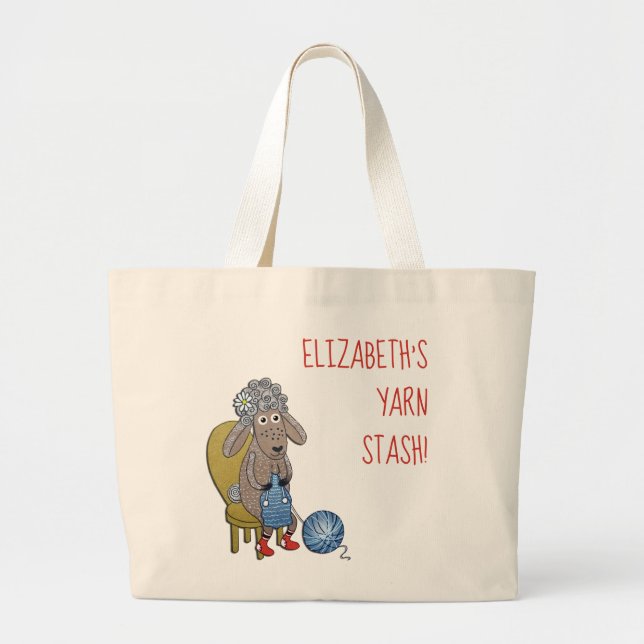 Grand Tote Bag Tuyaux de mouton Funny personnalisés avec fil (Devant)