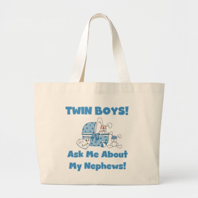 Grand Tote Bag Twin Boys Demandez Mon Nephew (Devant)
