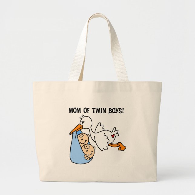 Grand Tote Bag Twin Boys Maman-Stork Tshirts et cadeaux (Devant)