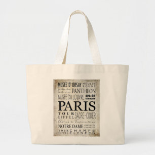 Grand Tote Bag Typographie de Paris - style de souterrain