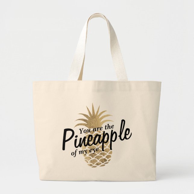 Grand Tote Bag Typographie drôle d'énonciations de faux d'ananas (Devant)